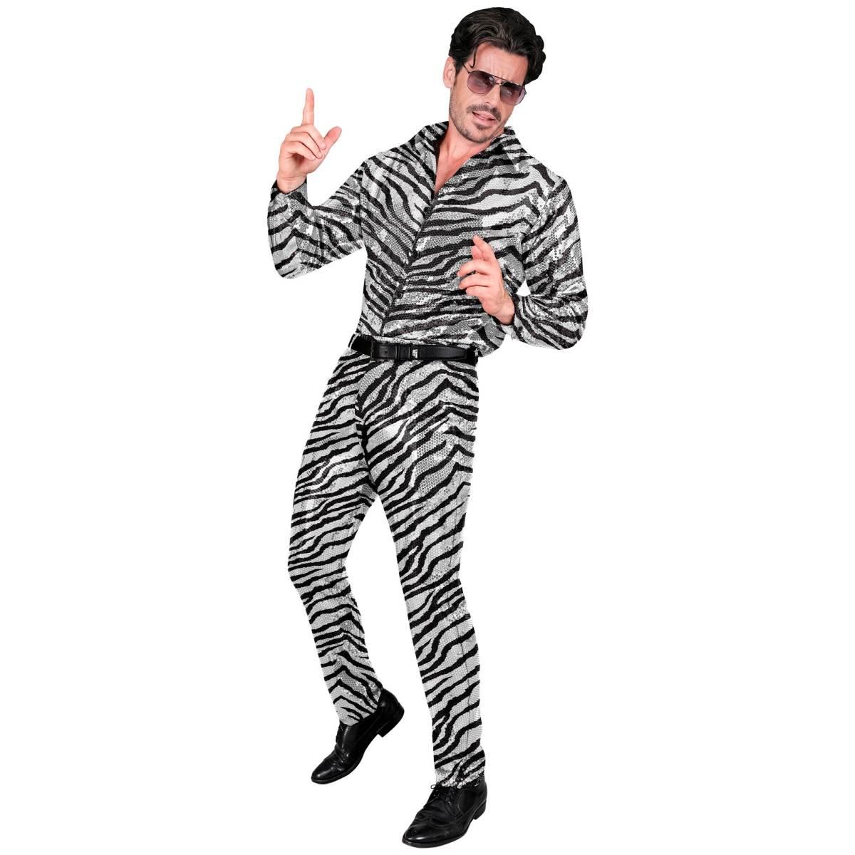 Pantaloni Anni Party Disco Animalier Zebrati con Paillettes |Widmann