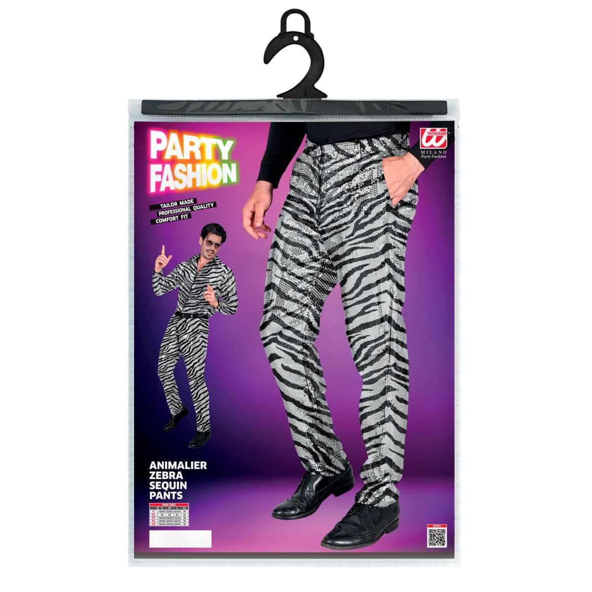 Pantaloni Anni Party Disco Animalier Zebrati con Paillettes |Widmann