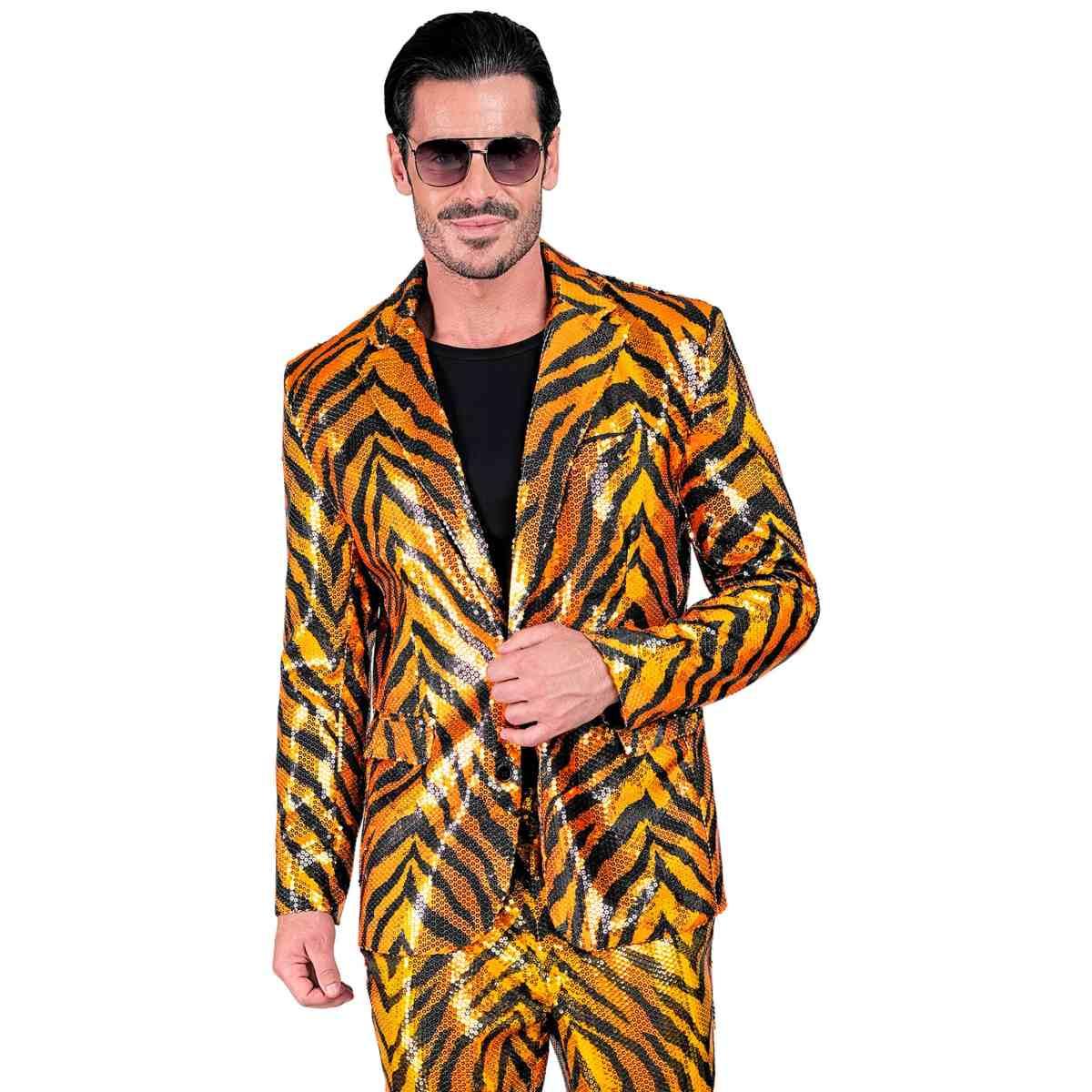 Giacca Party Disco Animalier Tigrata Paillettes |Widmann
