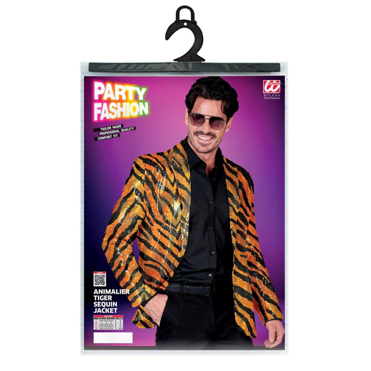 Giacca Party Disco Animalier Tigrata Paillettes |Widmann