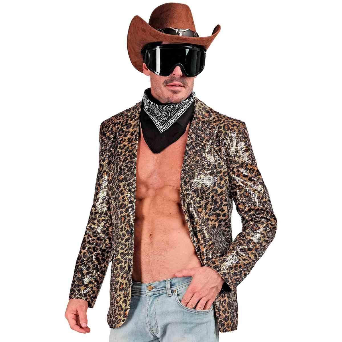 Giacca Party Disco Animalier Leopardata Paillettes |Widmann