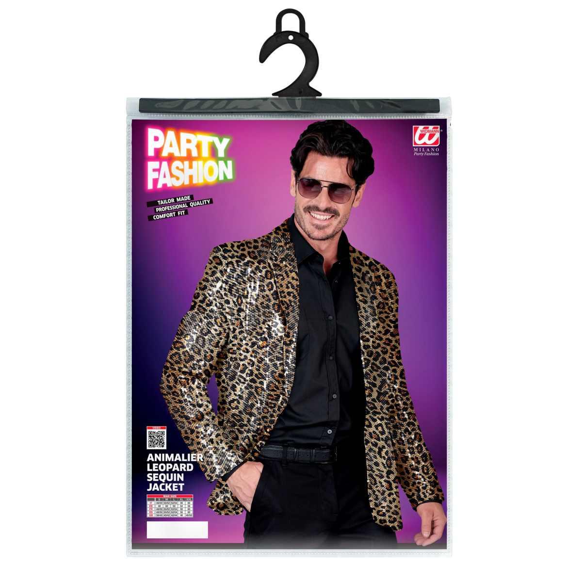 Giacca Party Disco Animalier Leopardata Paillettes |Widmann