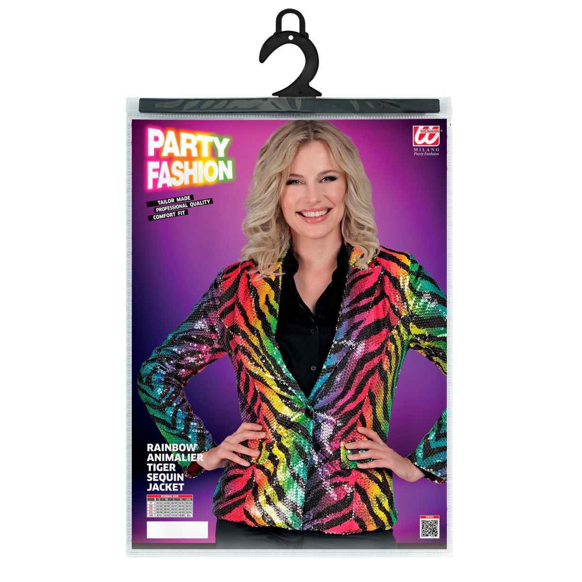 Giacca Party Disco Animalier Zebrata Paillettes Multicolor |Widmann
