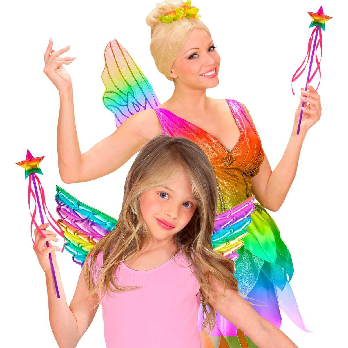 Bacchetta Fata Arcobaleno con Stella cm.39,5 |Widmann