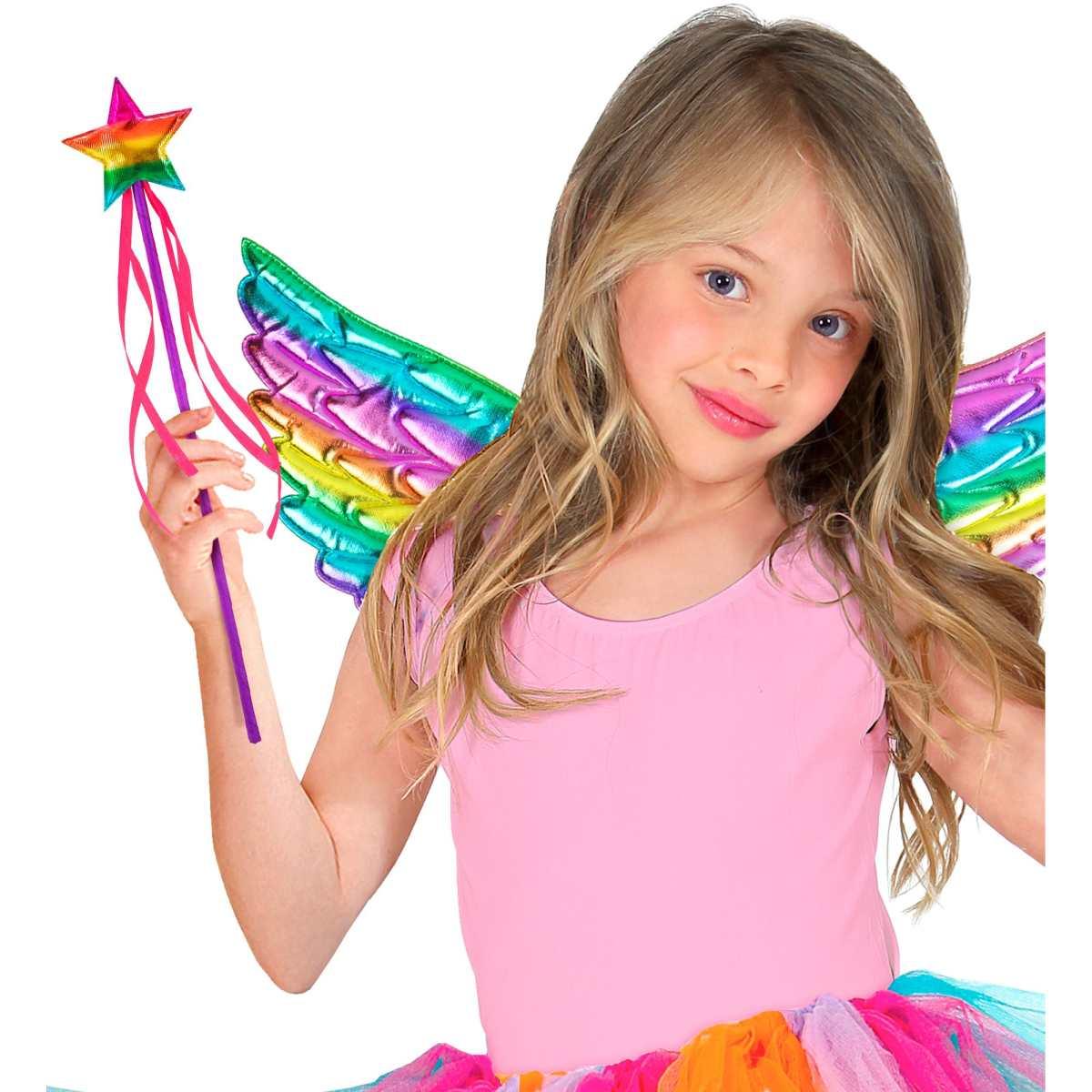 Bacchetta Fata Arcobaleno con Stella cm.39,5 |Widmann