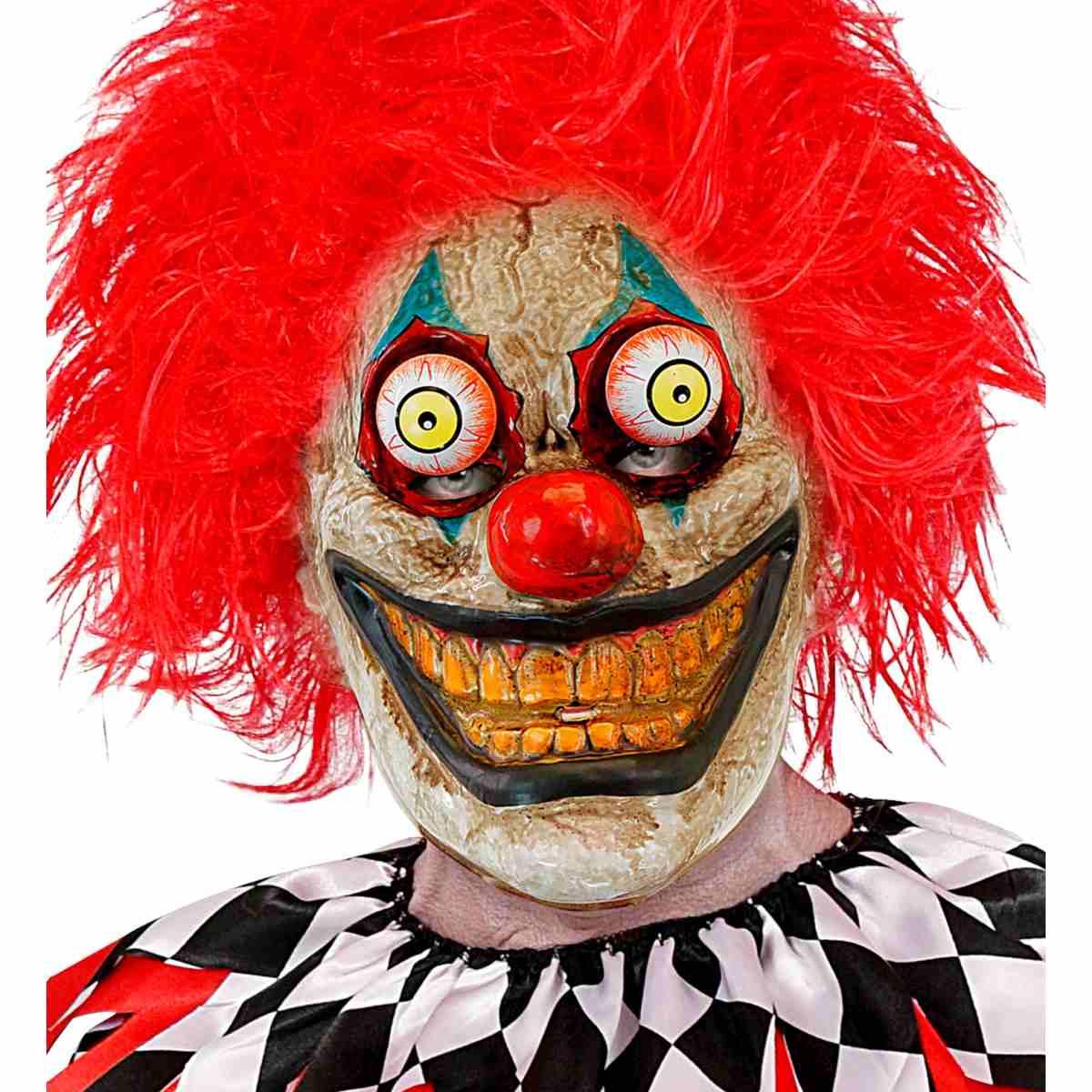 Maschera Viso PVC Horror Clown con Occhi Spalancati |Widmann