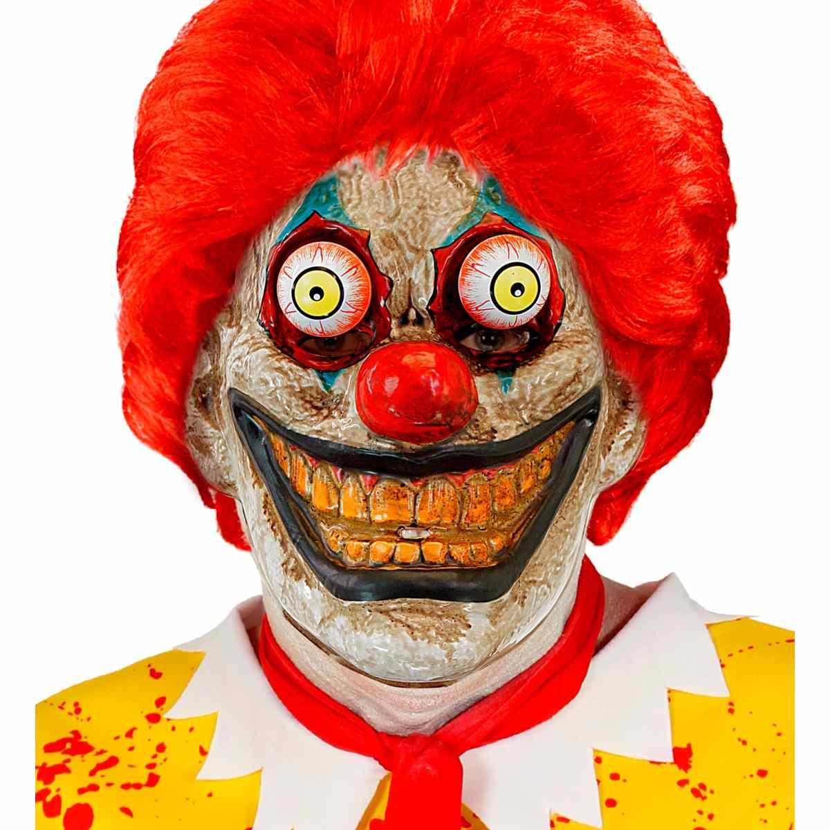 Maschera Viso PVC Horror Clown con Occhi Spalancati |Widmann
