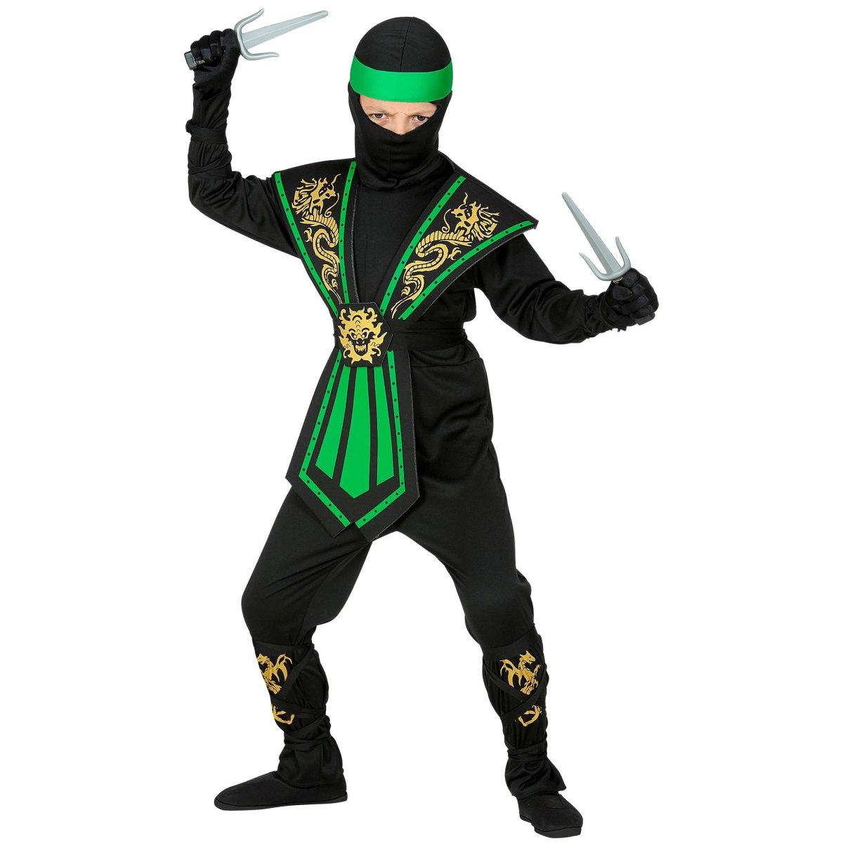 Costume Ninja Nero Verde |Widmann