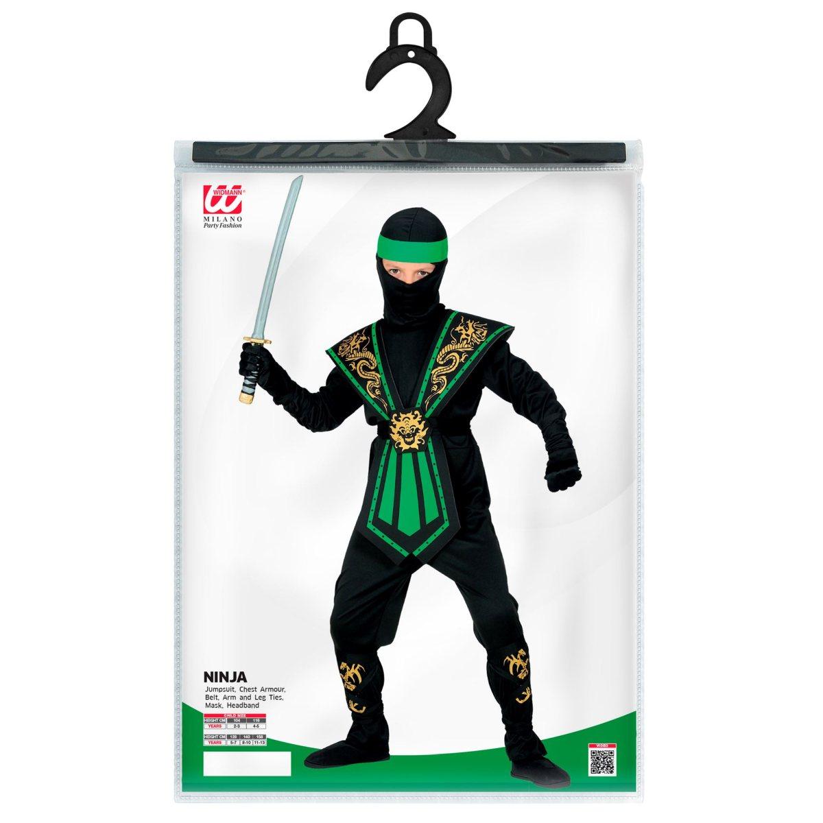 Costume Ninja Nero Verde |Widmann