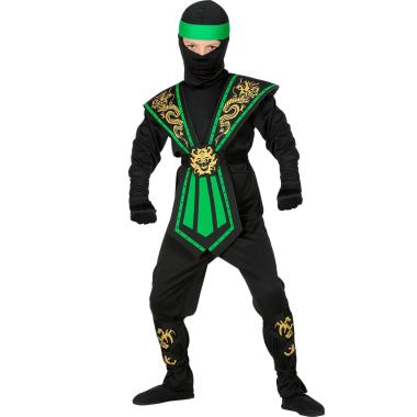 Costume Ninja Nero Verde |Widmann