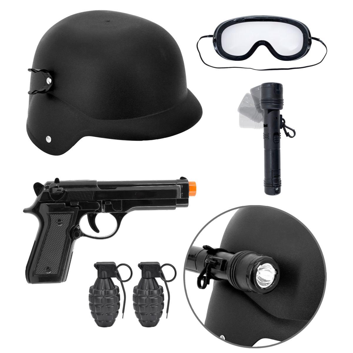 S.W.A.T Casco Occhiali e Armi Set pz.5 |Widmann