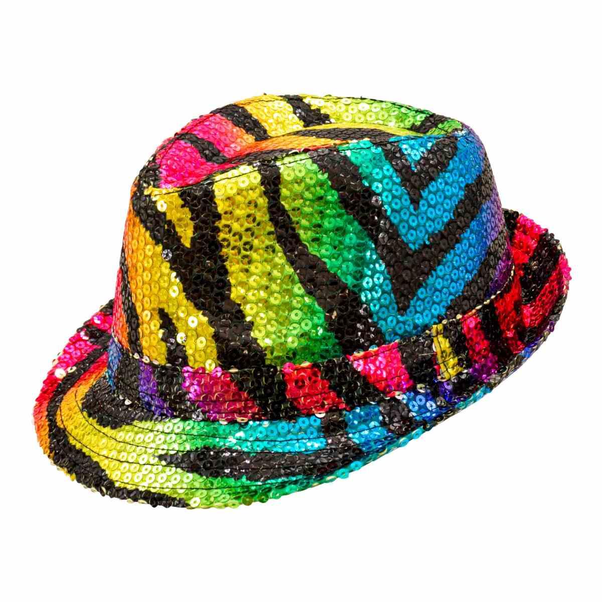 Cappello Borsalino Animalier Zebrato Paillettes Multicolor |Widmann