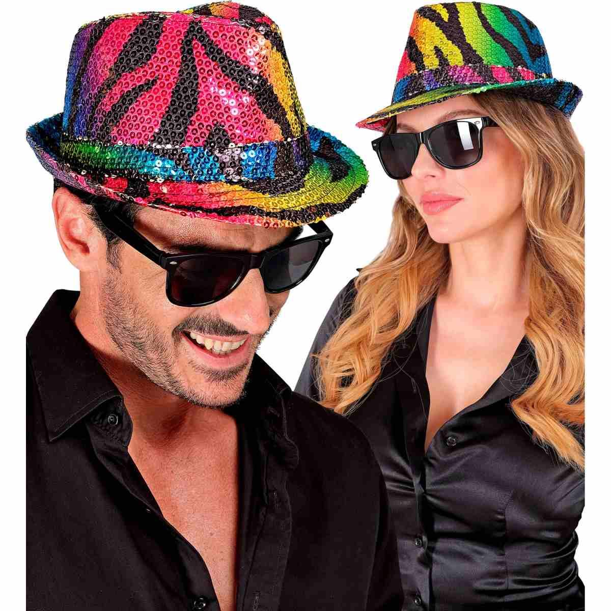 Cappello Borsalino Animalier Zebrato Paillettes Multicolor |Widmann