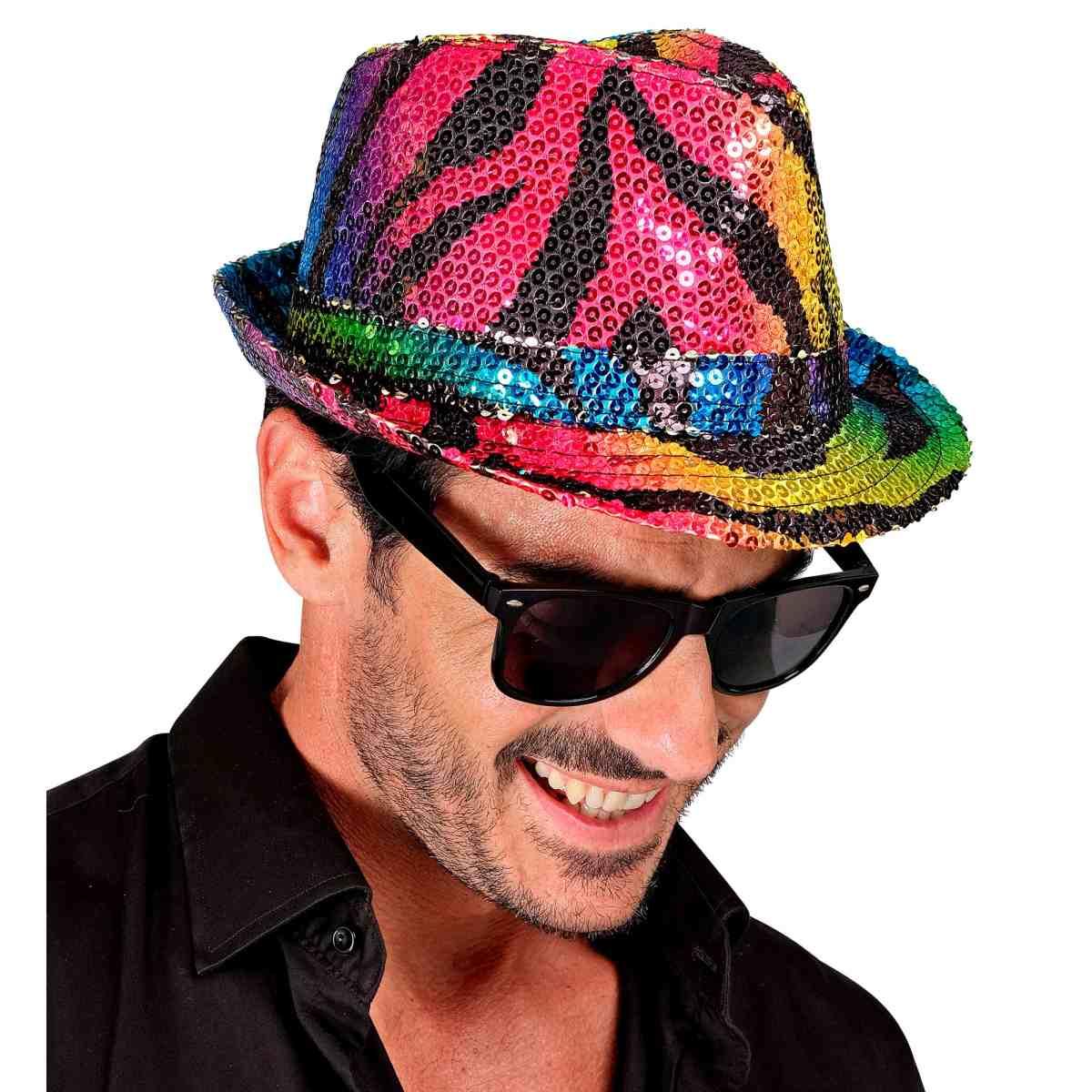 Cappello Borsalino Animalier Zebrato Paillettes Multicolor |Widmann