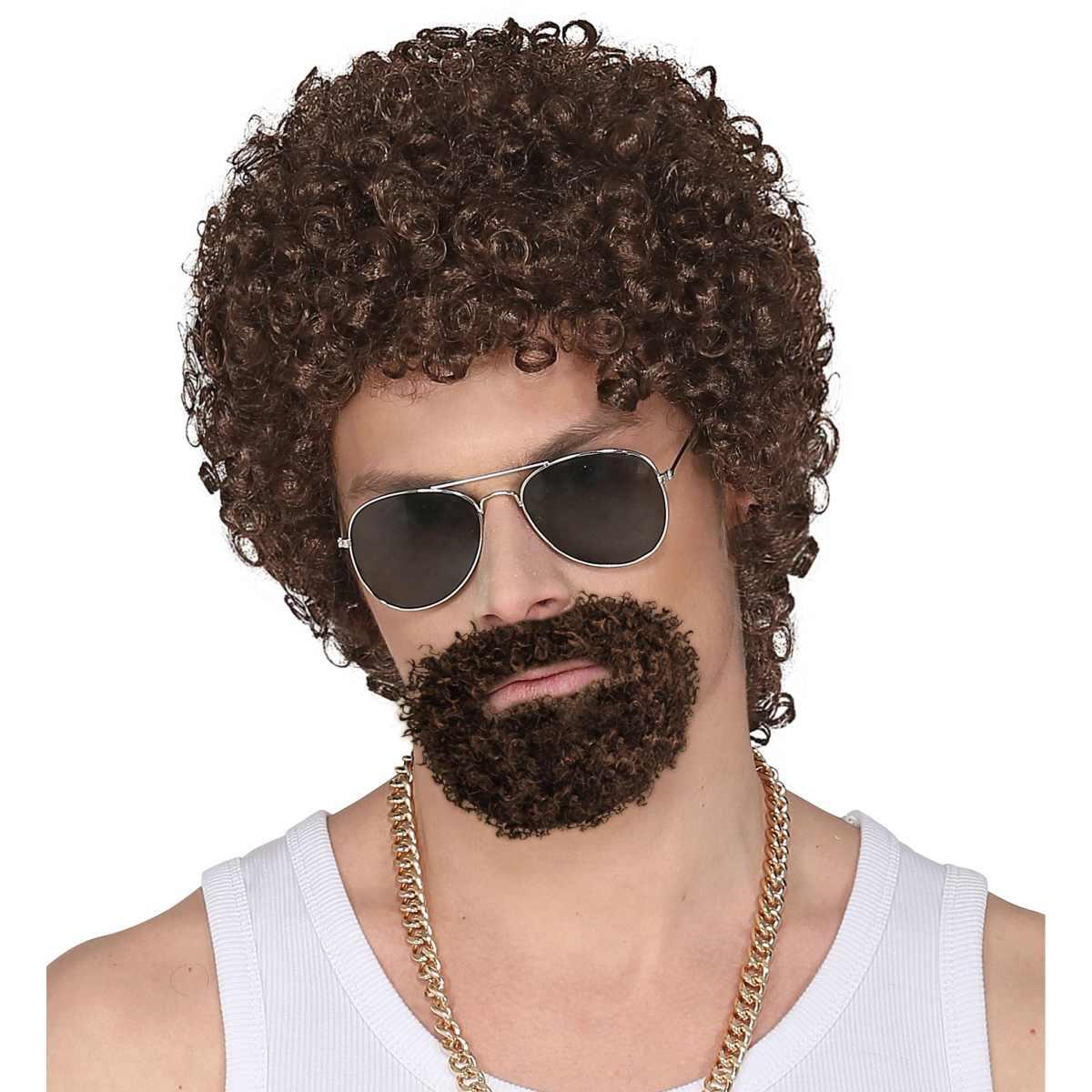 Parrucca Castana Riccia con Pizzetto |Widmann