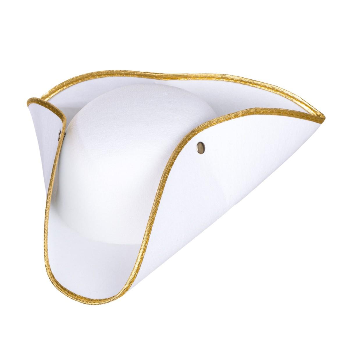 Cappello Tricorno Bianco con Bordo Oro |Widmann
