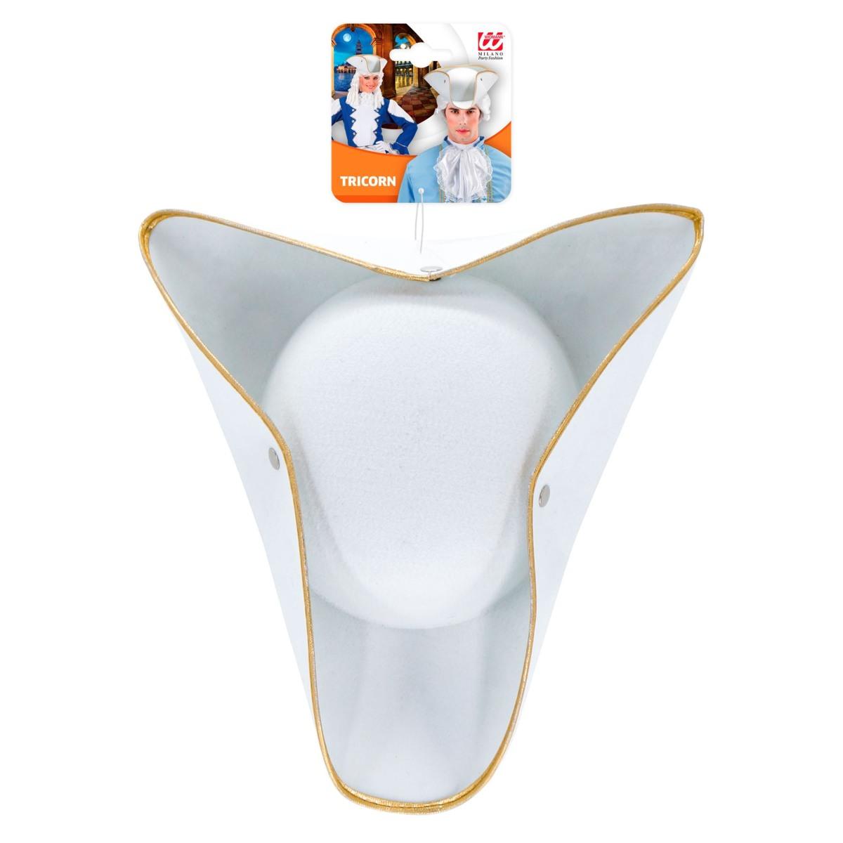 Cappello Tricorno Bianco con Bordo Oro |Widmann