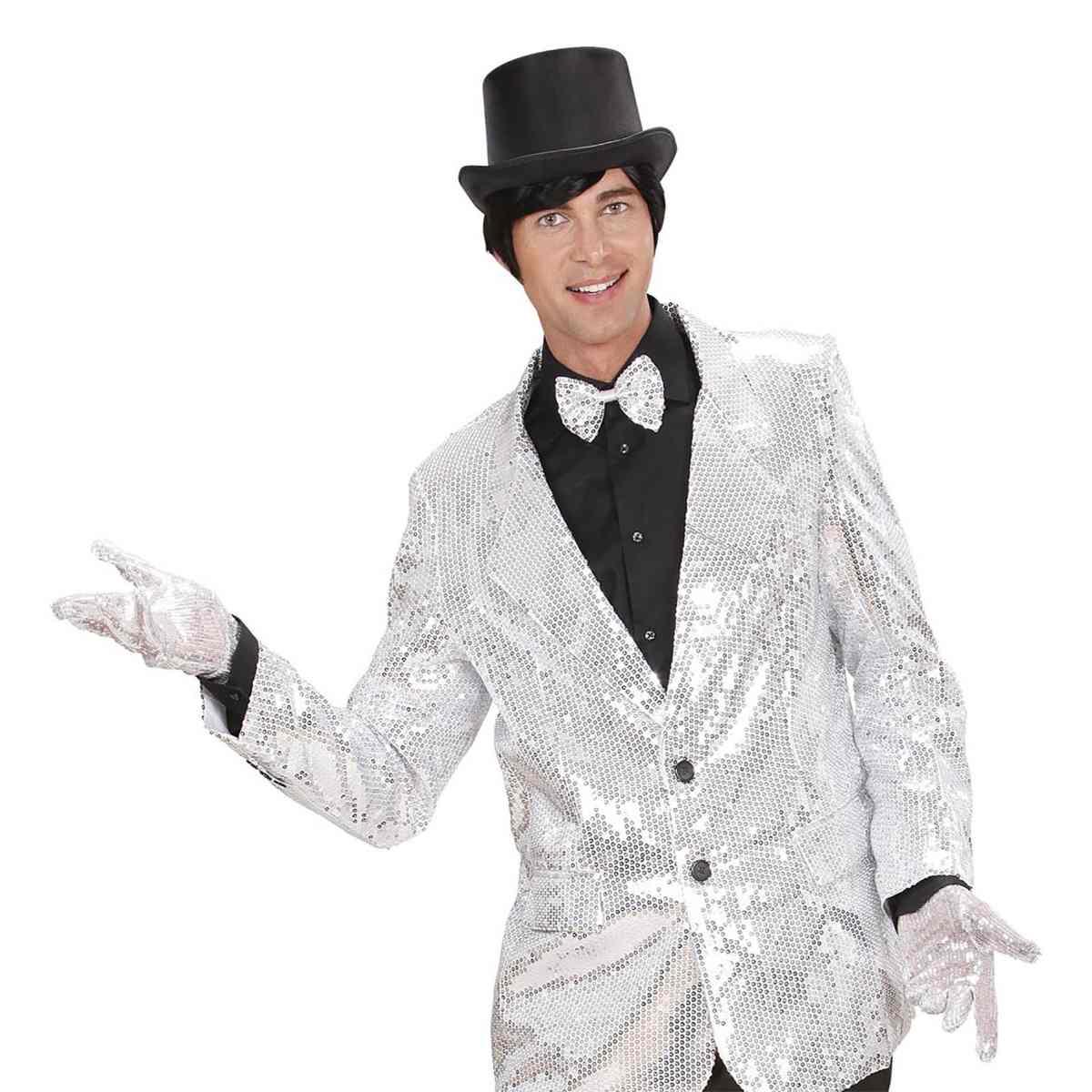 Guanti Corti Argento con Paillettes cm.30 |Widmann