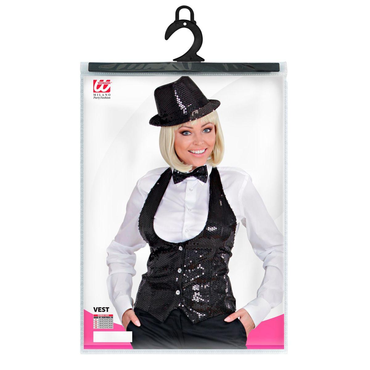 Costume Gilet Nero con Paillettes |Widmann