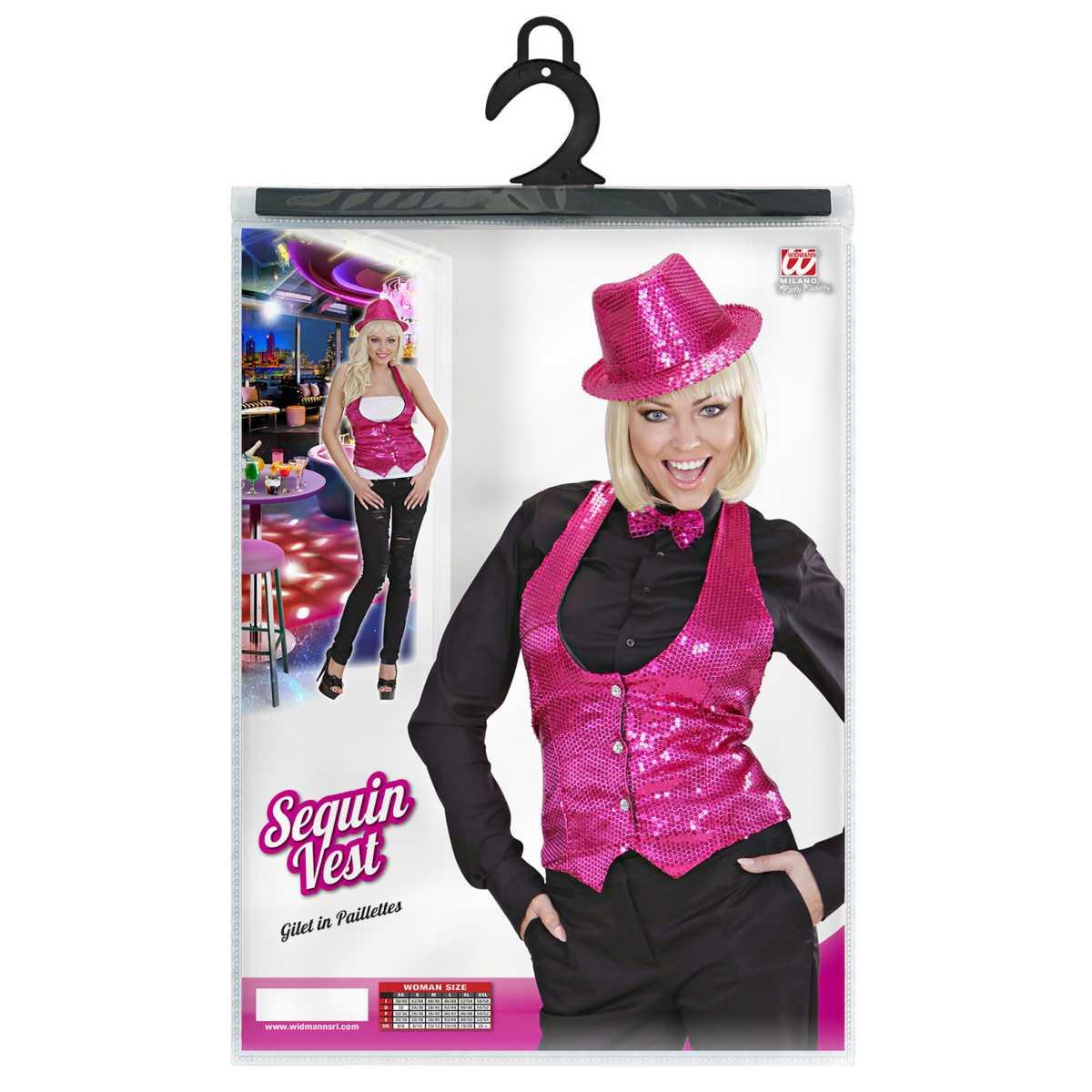 Costume Gilet Rosa con Paillettes |Widmann