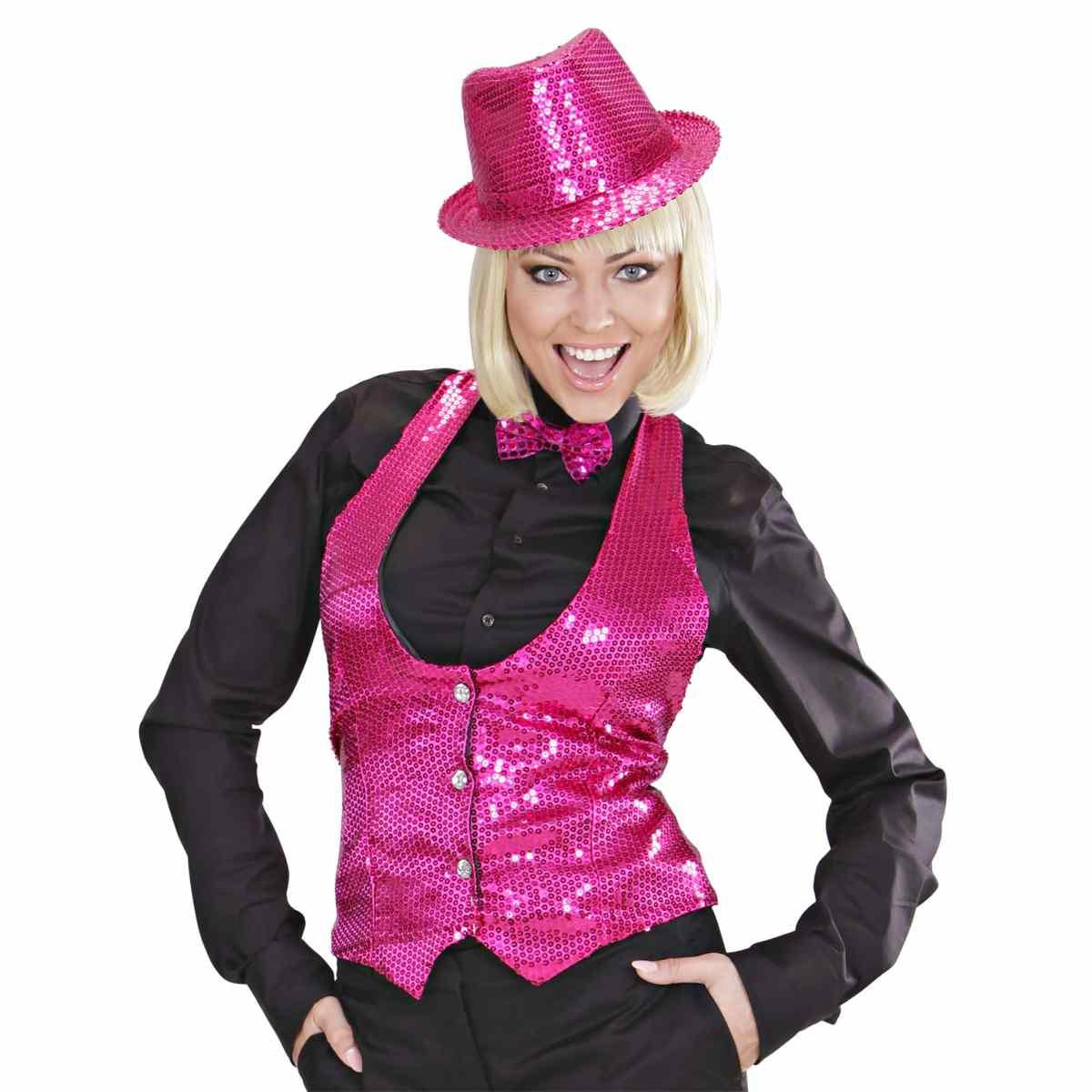 Costume Gilet Rosa con Paillettes |Widmann