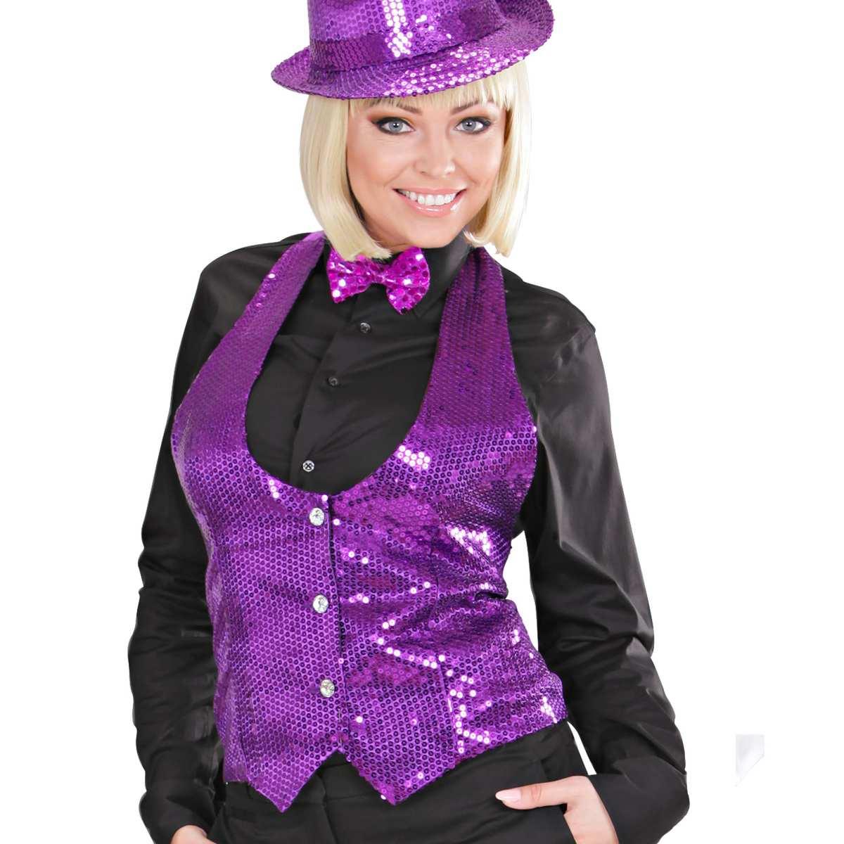 Costume Gilet Viola con Paillettes |Widmann