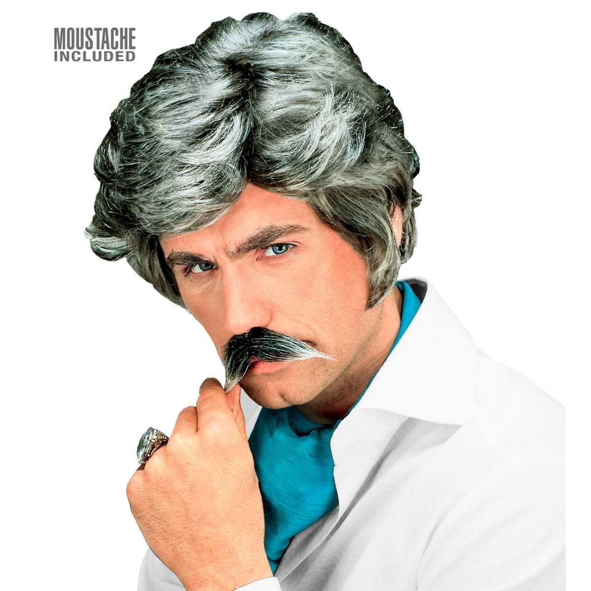 Parrucca Grigia Playboy con Baffi |Widmann