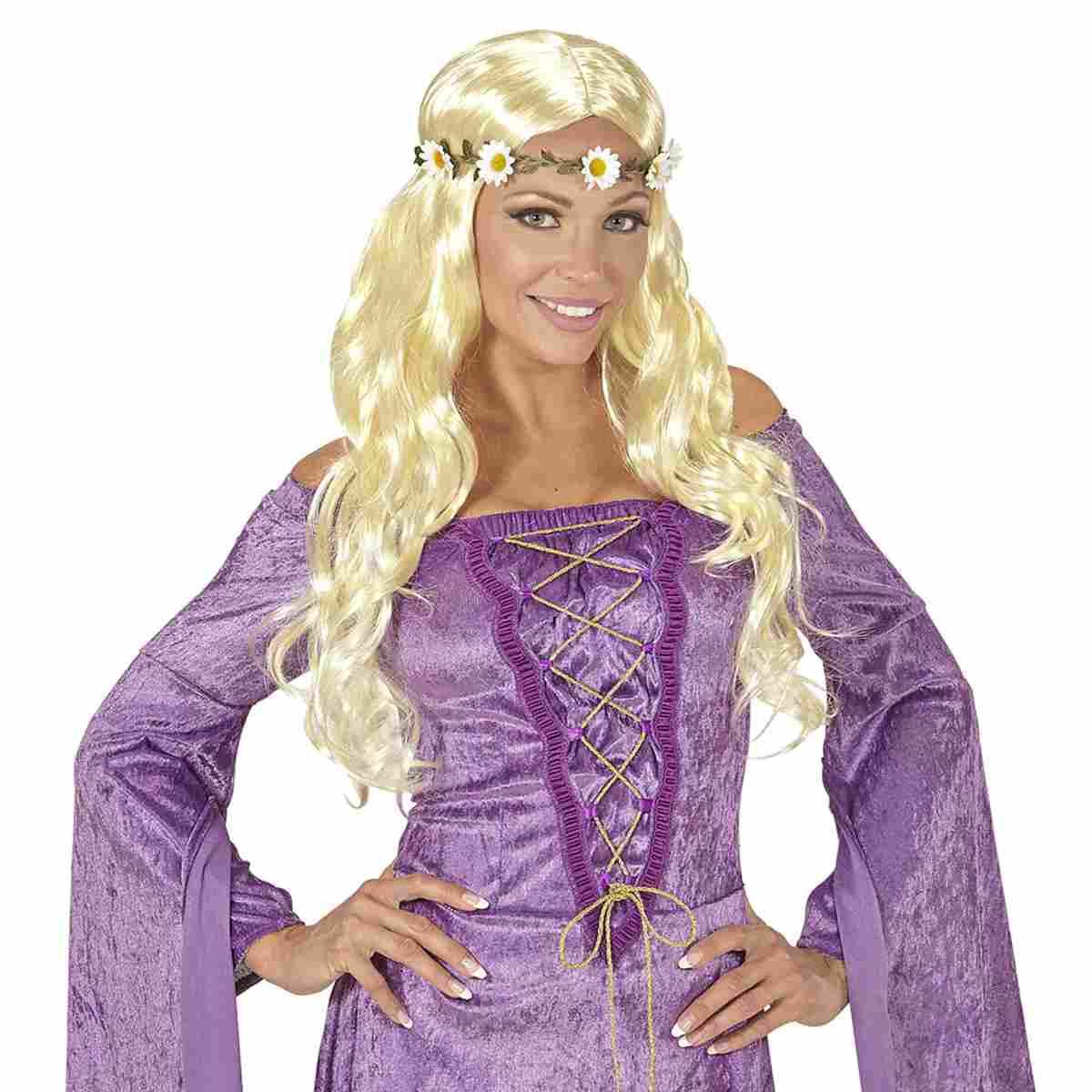 Parrucca Hippie Bionda con Fascia Margherite |Widmann