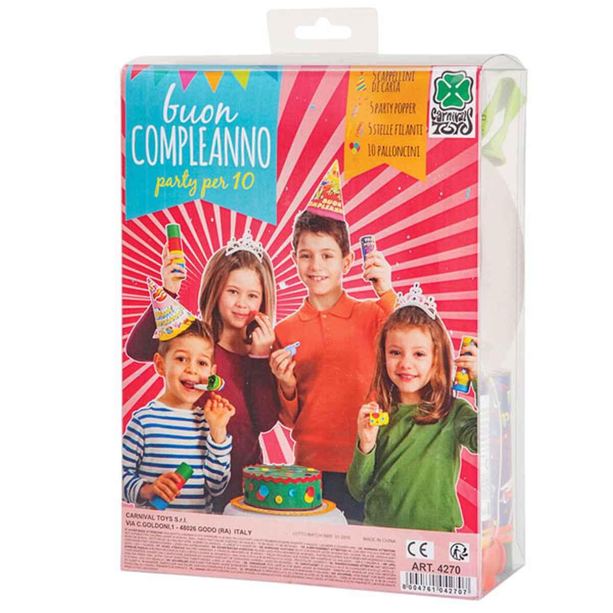 Party Compleanno Set pz.20 per 10 Persone |Carnival Toys