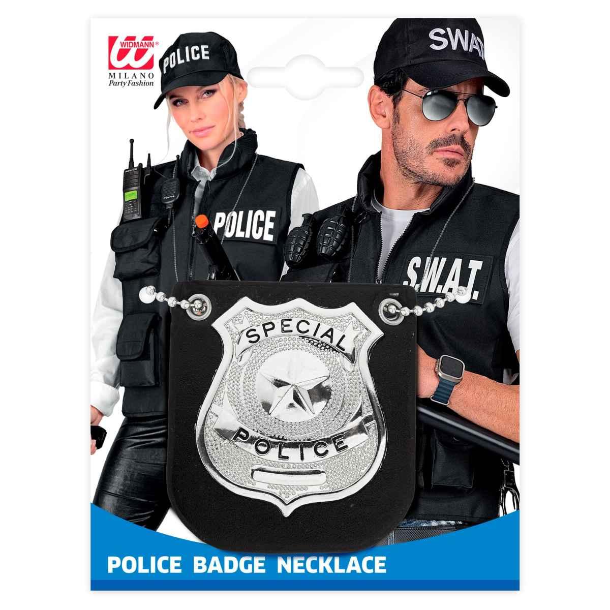 Distintivo Polizia Argento con Collana |Widmann