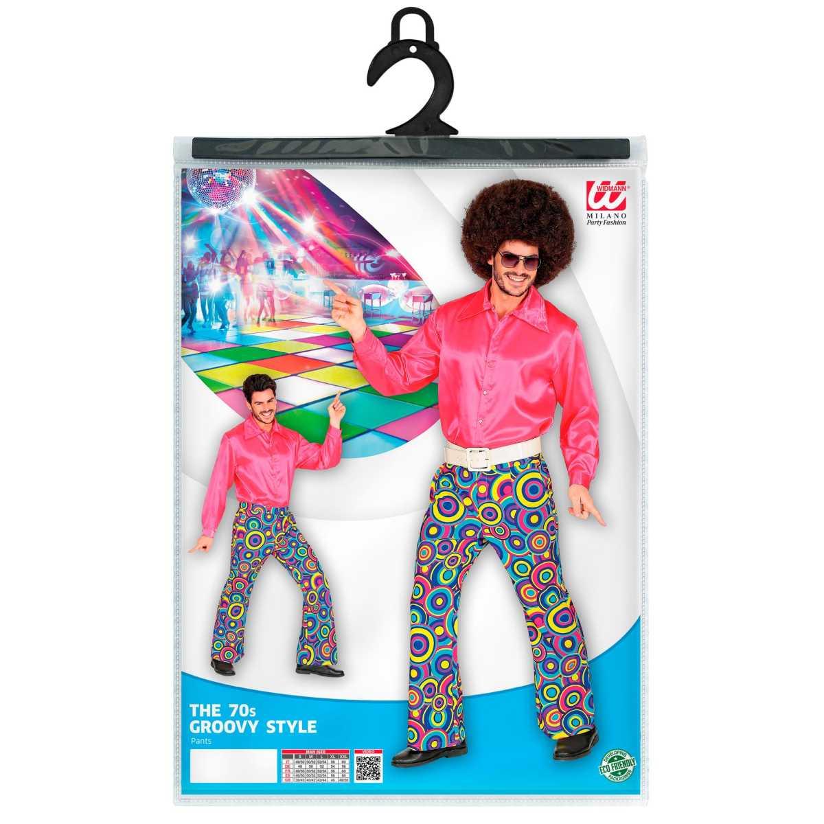 Pantaloni Anni '70/'80 Fantasia Cerchi Blu |Widmann