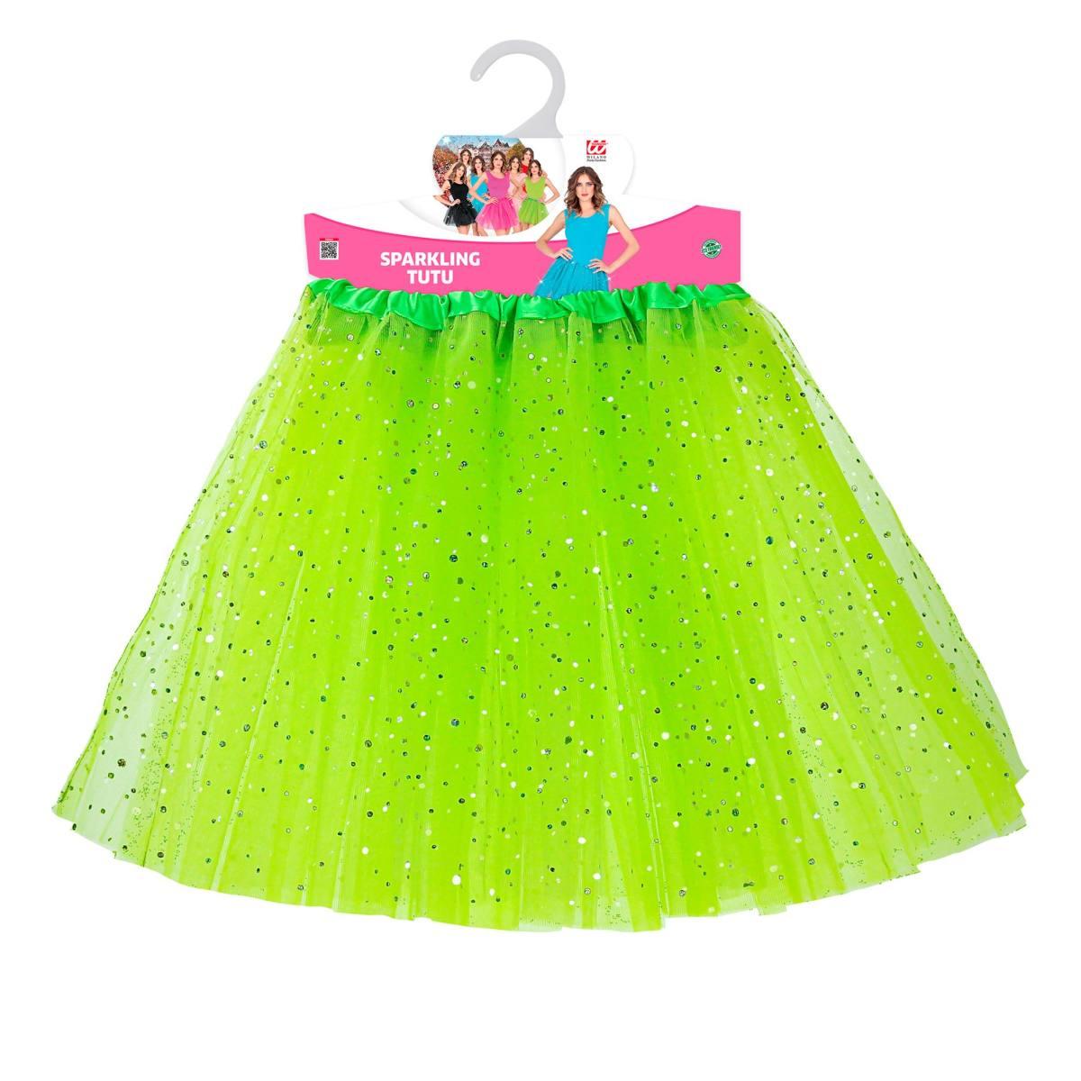 Gonna cm.40 Verde Tulle con Brillantini |Widmann