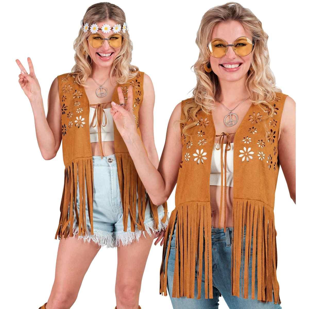 Costume Gilet Marrone Traforato con Frange |Widmann