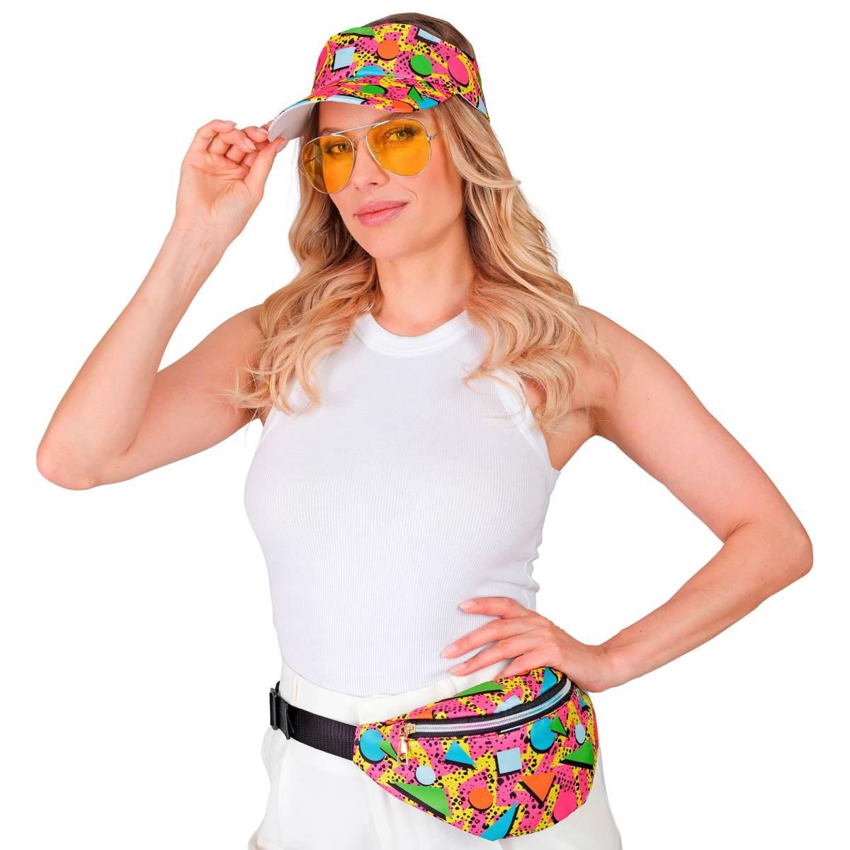 Moda Funky Visiera con Marsupio Multicolor Anni '80 |Widmann