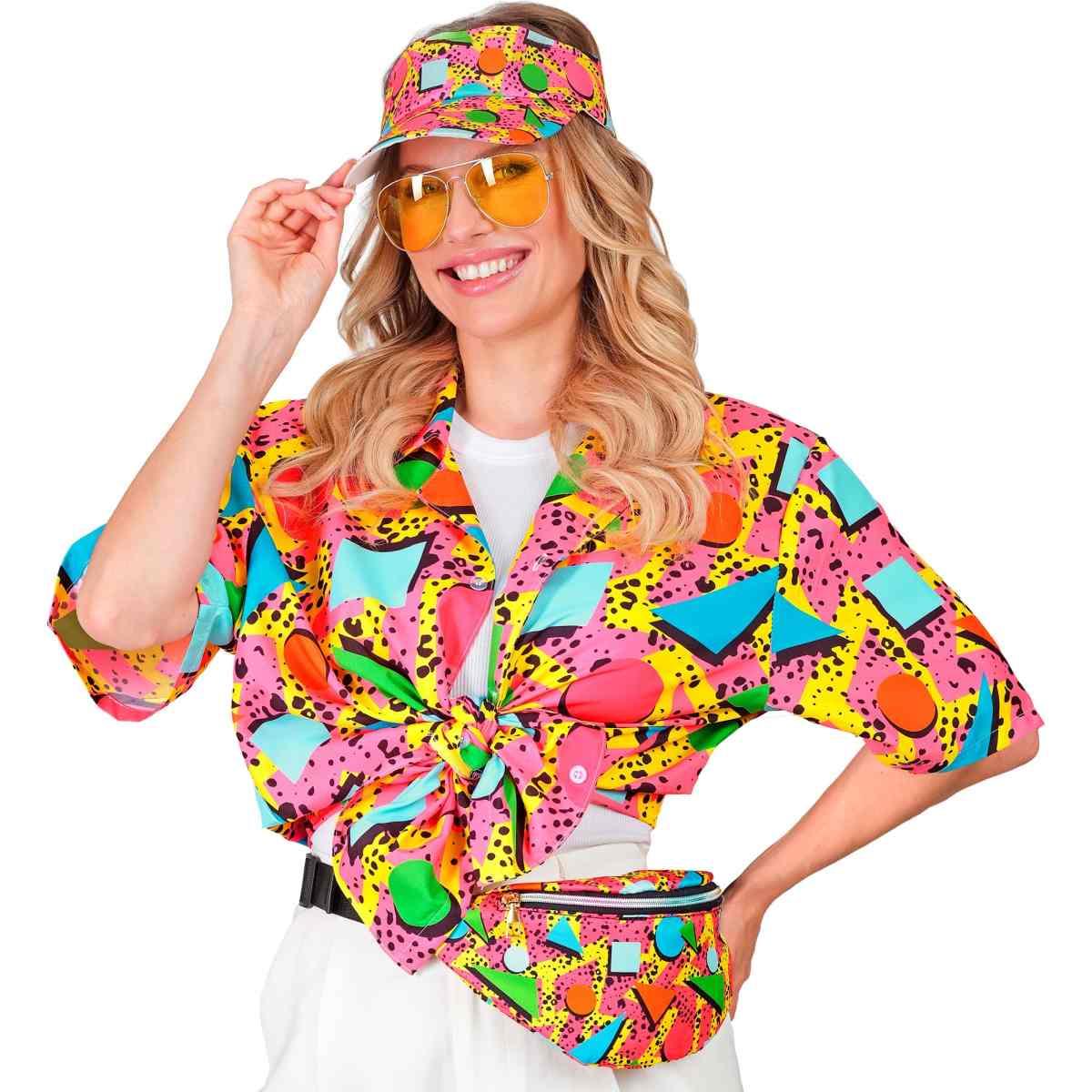 Moda Funky Visiera con Marsupio Multicolor Anni '80 |Widmann