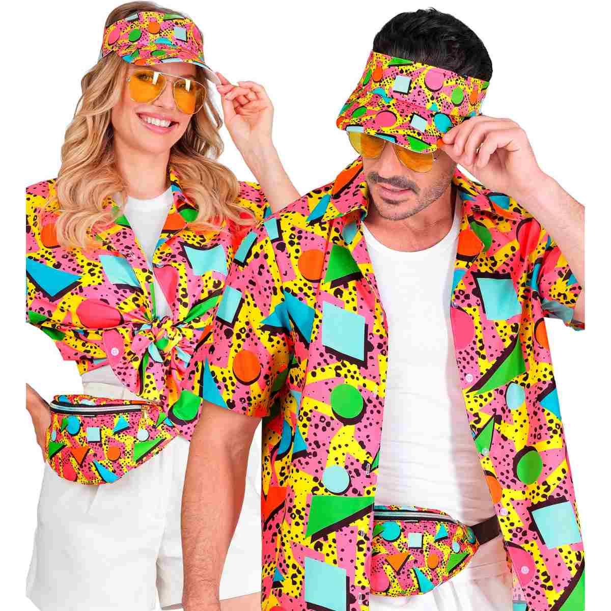 Moda Funky Visiera con Marsupio Multicolor Anni '80 |Widmann