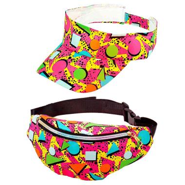 Moda Funky Visiera con Marsupio Multicolor Anni '80 |Widmann