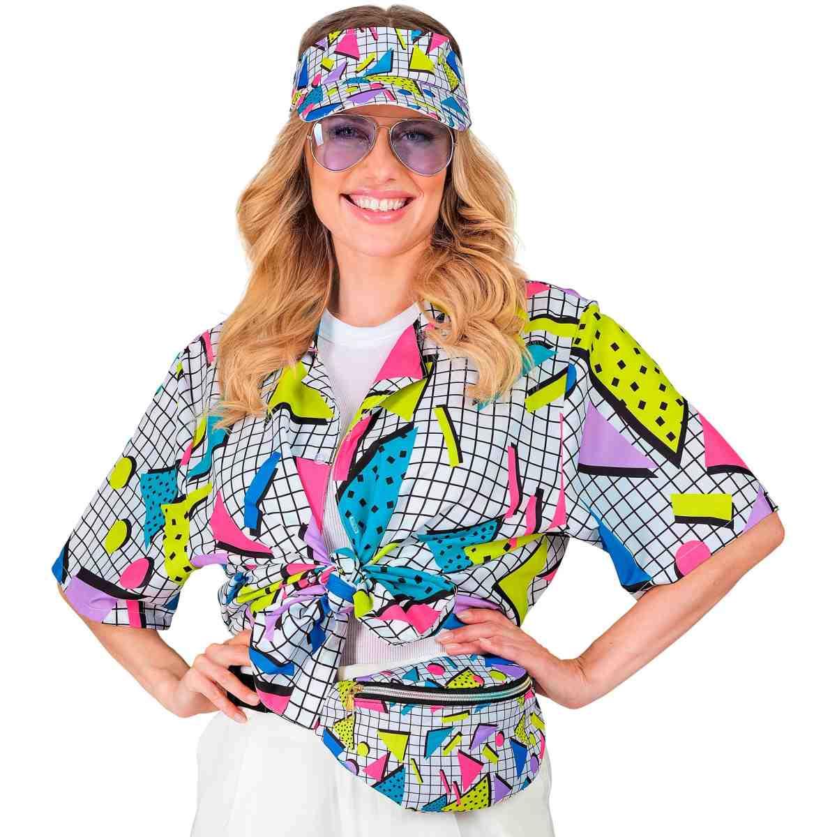 Moda Funky Visiera con Marsupio Multicolor Anni '80 |Widmann