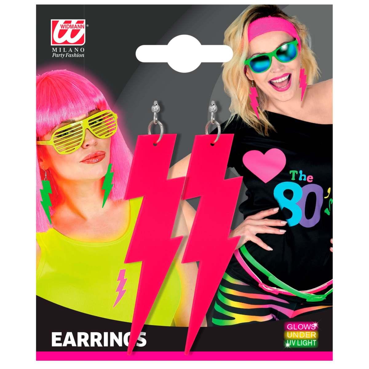 Orecchini Fulmine Rosa Fluorescenti |Widmann