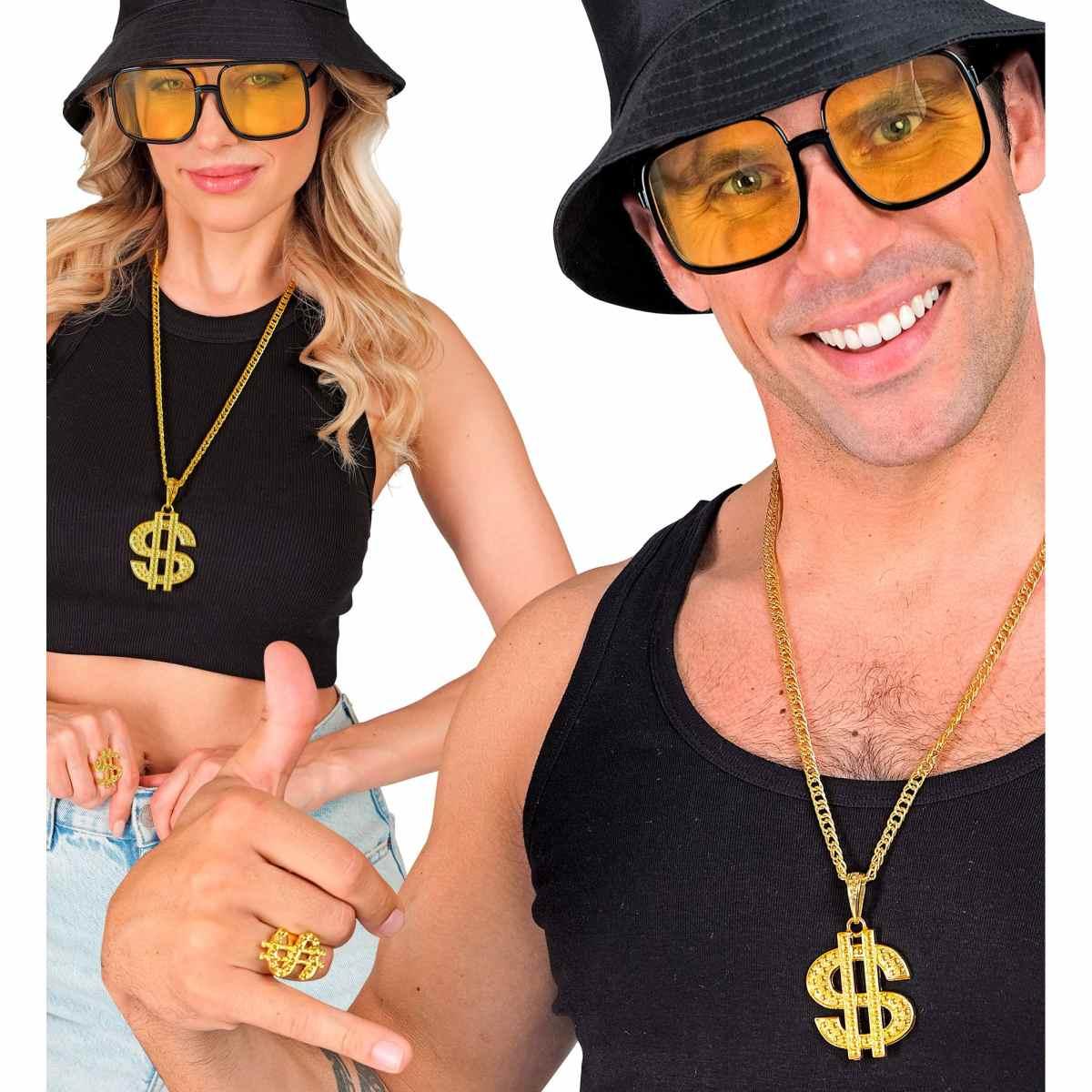 Pappone Collana Dollaro e Anello Set pz.2 |Widmann