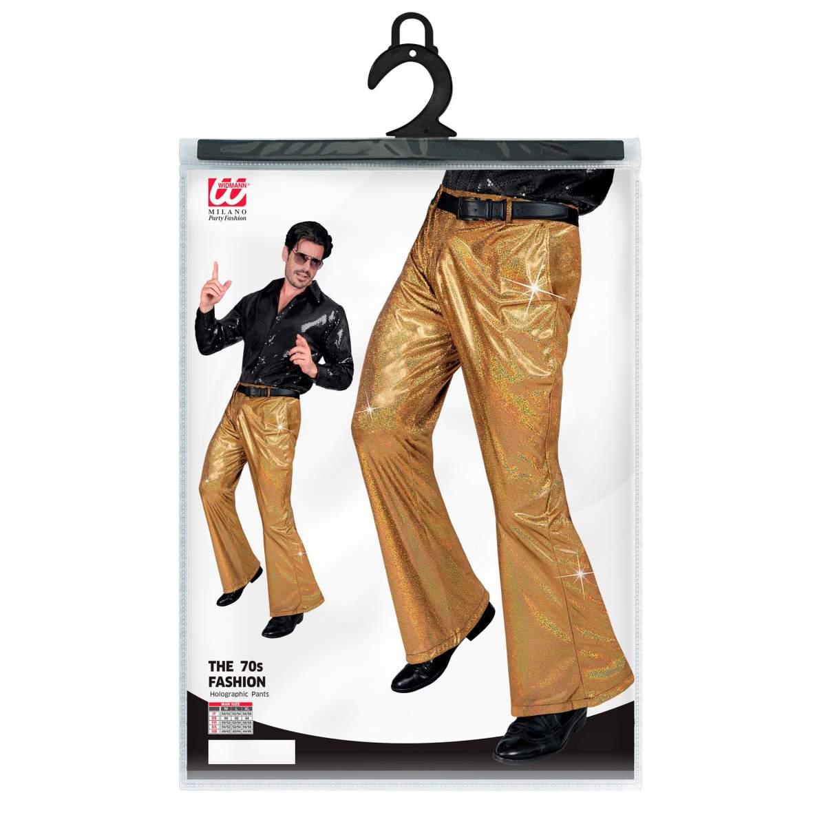 Pantaloni Anni Party Disco Oro Olografici |Widmann