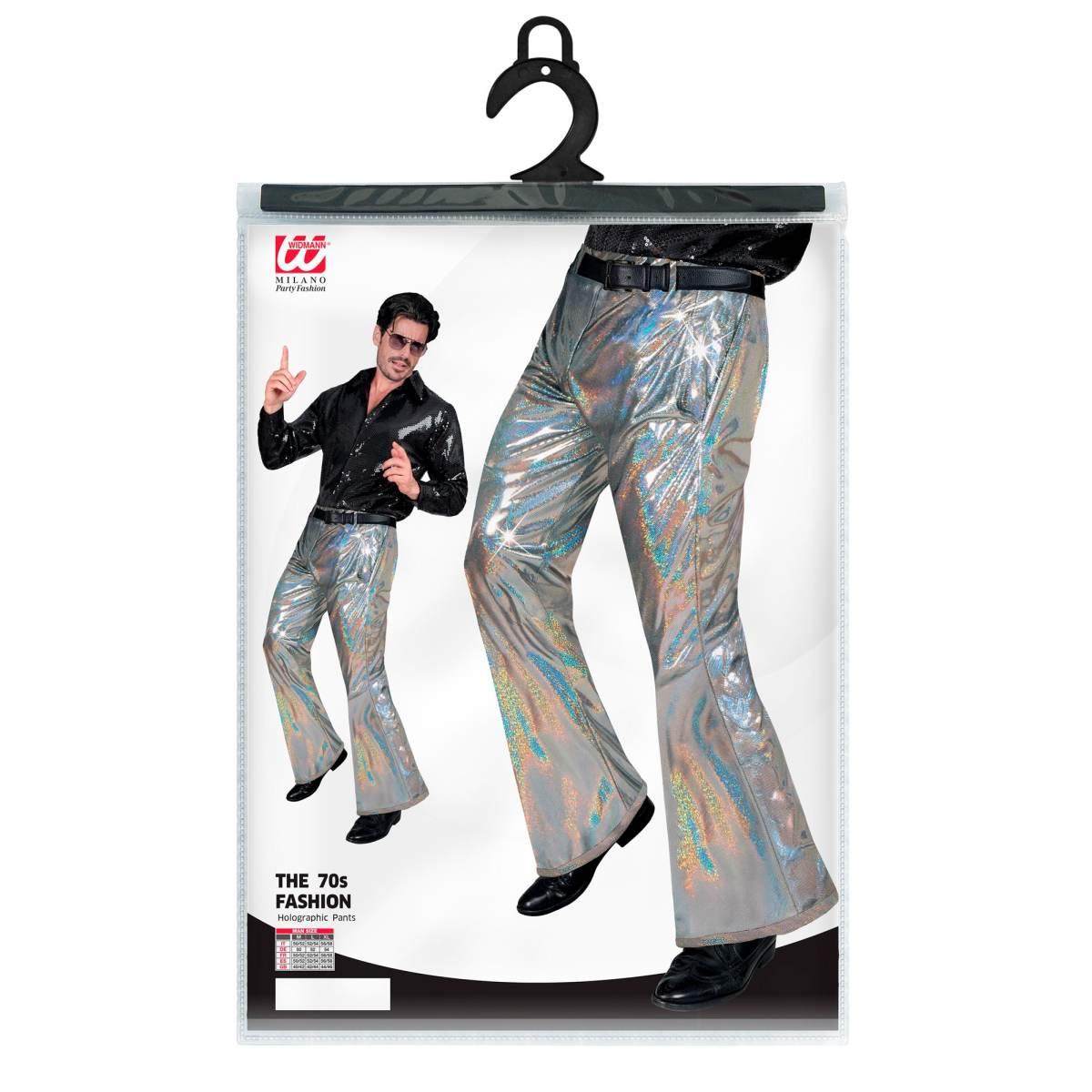 Pantaloni Anni Party Disco Argento Olografici |Widmann