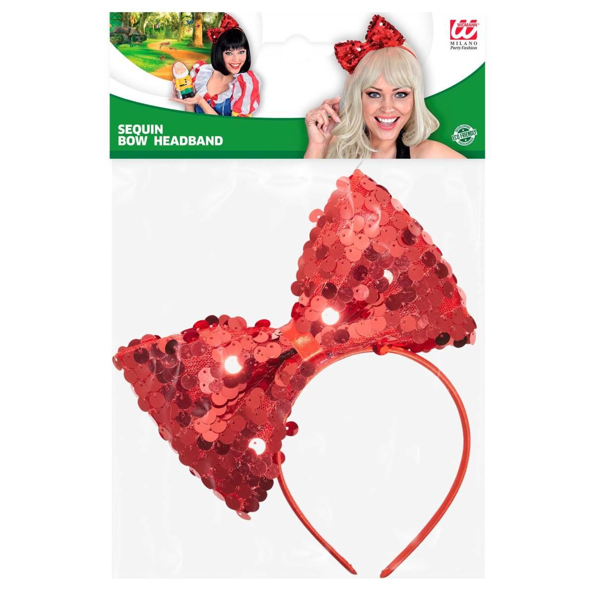 Cerchietto con Fiocco in Paillettes Rosso |Widmann