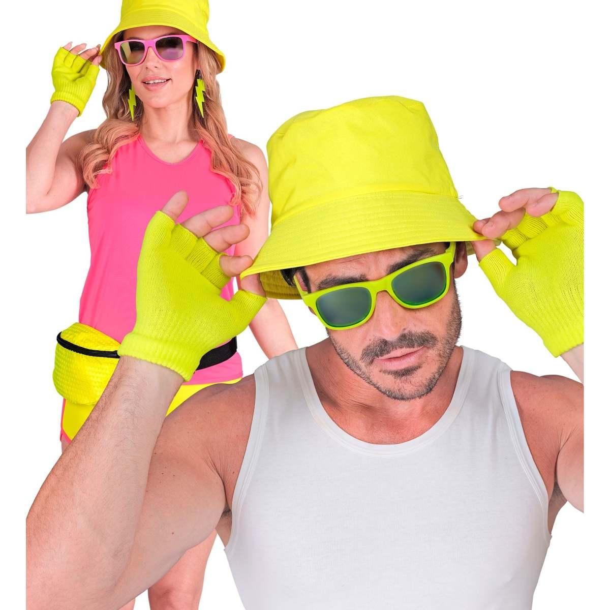 Guanti Corti Giallo Fluo Senza Dita |Widmann