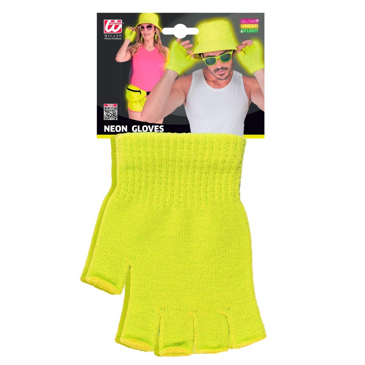 Guanti Corti Giallo Fluo Senza Dita |Widmann