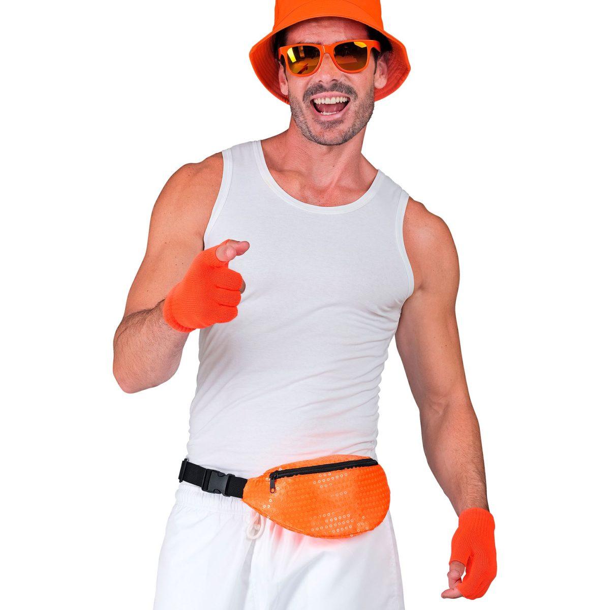 Guanti Corti Arancioni Fluo Senza Dita |Widmann