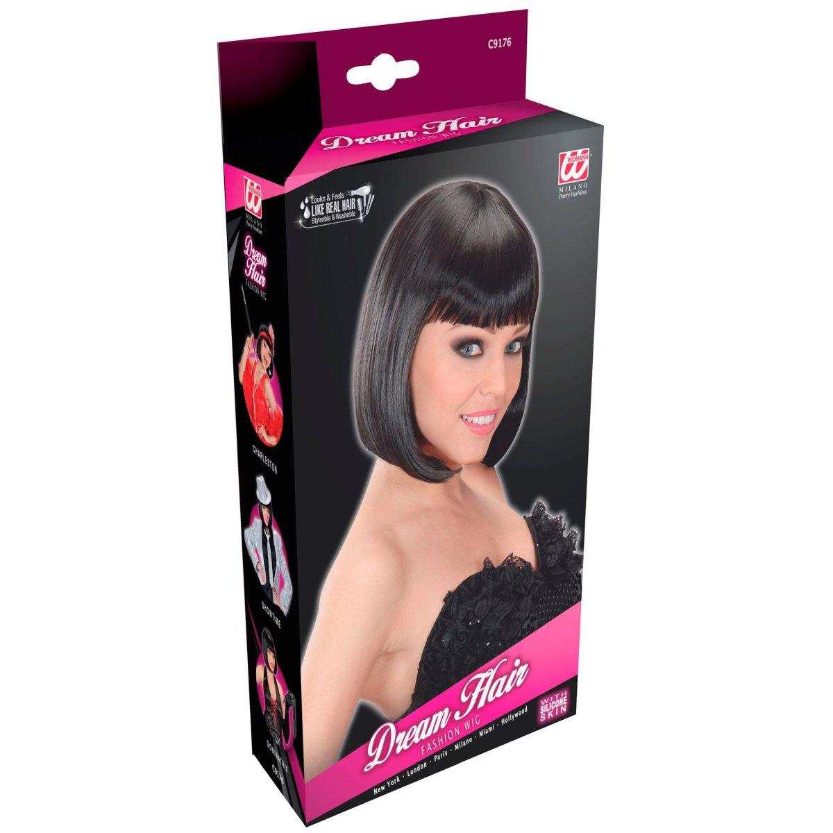 Parrucca Caschetto Nera Liscia con Frangia Jolie |Widmann