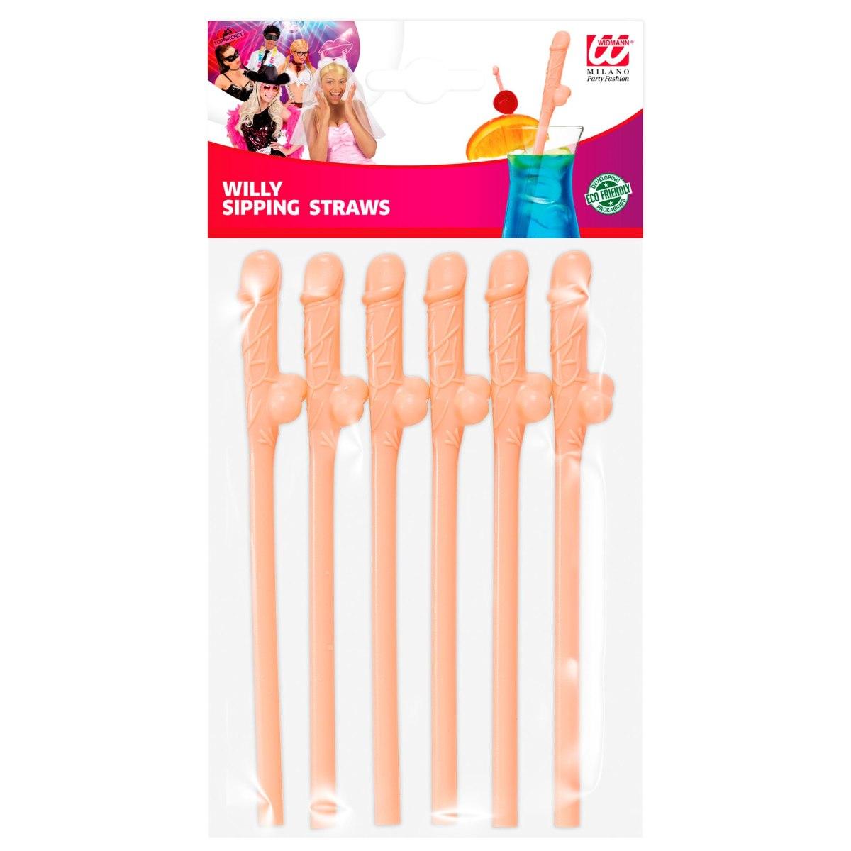 Cannucce PVC Pene Rosa Set pz.6 |Widmann