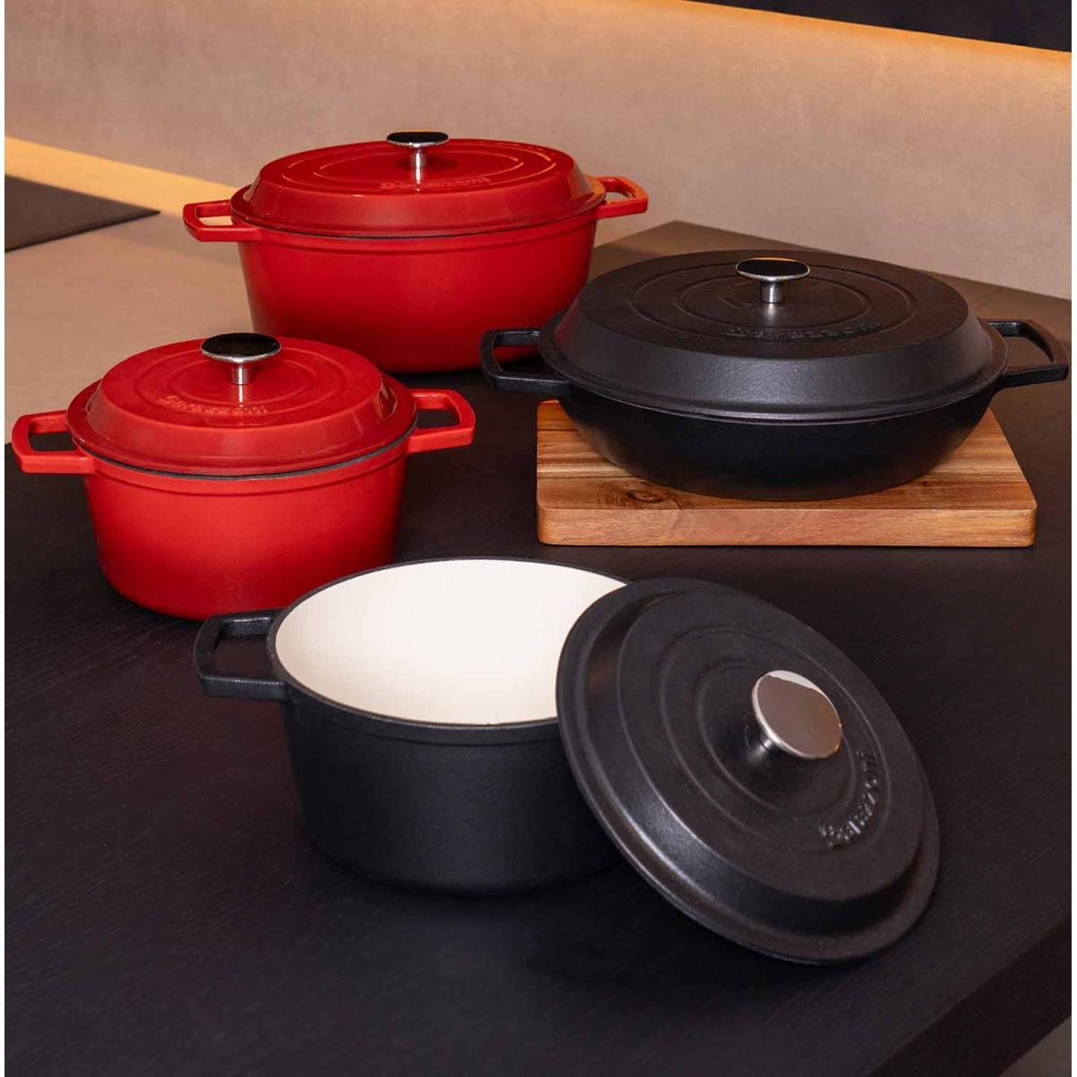 Casseruola cm.Ã˜20 Ghisa con Coperchio Rossa | Barazzoni