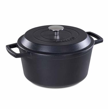 Casseruola cm.Ã˜24 Ghisa con Coperchio Nera | Barazzoni